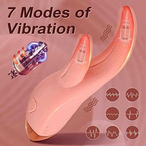 Clitoral Licking Vibrator, Realistic G-Spot Nipple Stimulator With 7 Vibration Modes & Heat Function, Heating Soft Dildo Vibrators Massager For Women Pleasure Pink - Image 2