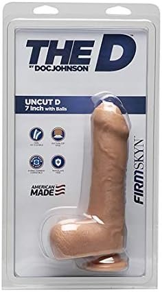Doc Johnson The D - Uncut D - 7 Inch With Balls - Firmskyn - 7" Long And 1.75" Wide - Suction Cup Base - O-Ring Harness Compatible Dildo, Vanilla - Image 2