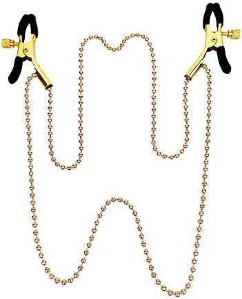 Nipple Clamps With Chain Adjustable Nipple Clips With Pearl Chain For Women Body Chain (Nipple Clamps In Gold)