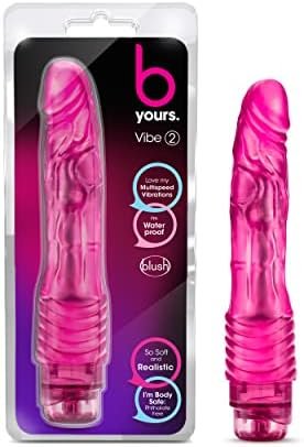 Blush B Yours Vibe #2 - Soft Realistic Multispeed Vibrating Dildo - 9 Inch Long - Slim 1.5" - Flexible Shaft Conforms To Your Body - Ipx7 Waterproof Vibrator - Body Safe Sex Toy For Women - Clear Pink
