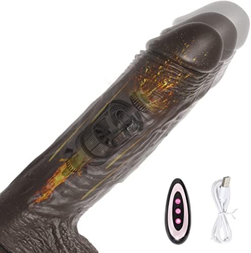 Thrusting Dildo Vibrator Sex Toy With 10 Vibrations, 8.6 Inch Powerful Vibrator With Suction Cup Brown Realistic Vibrating Dildos For G-Spot And Anal Stimulation Telescopic Heating And Remote Control
