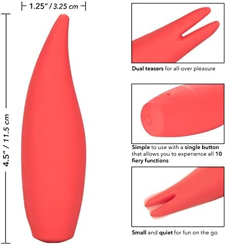 Calexotics Red Hot Flare - 10-Function Waterproof Vibrator – Rechargeable Silicone Compact Teaser Vibe – Adult Sex Massager For Couples - Red - Image 2