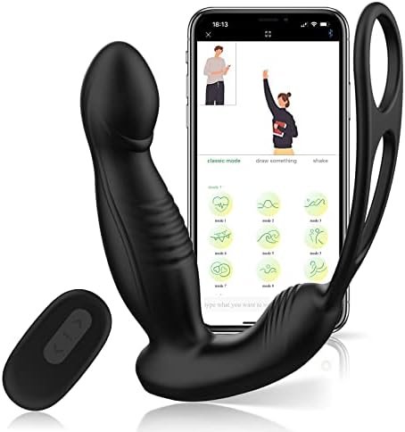 App Remote Control Anal Vibrator Prostate Massager - Dual Cock Ring, Acvioo Anal Sex Toy For Men With 9 Vibrating Modes Dildos Butt Plug, Male Adult Anal Sex Toys Vibrator For Men (Black)