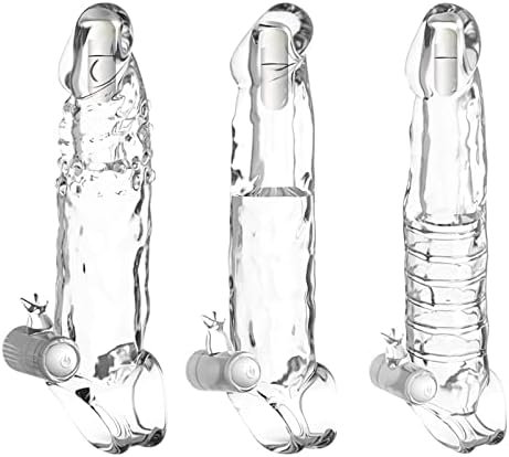 3 Sizes Penis Cock Dick Transparent Sleeves Set For Couples Sex Toy Reusable Double Vibration Extender Enlargers Beads Sensation Sex Novelties Real Feel Fantasy Extension 6.5Cm 7.5Cm 10.5Cm Enhance