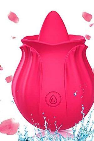 Rose Toy Vibrator For Woman - 2 In 1 Clitoral Stimulator Tongue Licking Thrusting G Spot Dildo Vibrator With 10 Modes, Rose Adult Sex Toys Games, Clitoris Nipple Licker For Women Man Couple(Red)