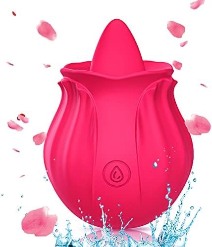 Rose Toy Vibrator For Woman - 2 In 1 Clitoral Stimulator Tongue Licking Thrusting G Spot Dildo Vibrator With 10 Modes, Rose Adult Sex Toys Games, Clitoris Nipple Licker For Women Man Couple(Red)