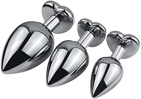 Anal Sex Trainer 3Pcs Stainless Steel Jeweled Butt Plugs, Bloimp Anal Sex Toys Kit For Starter Beginner Men Women Couples, Red (Red) - Image 3