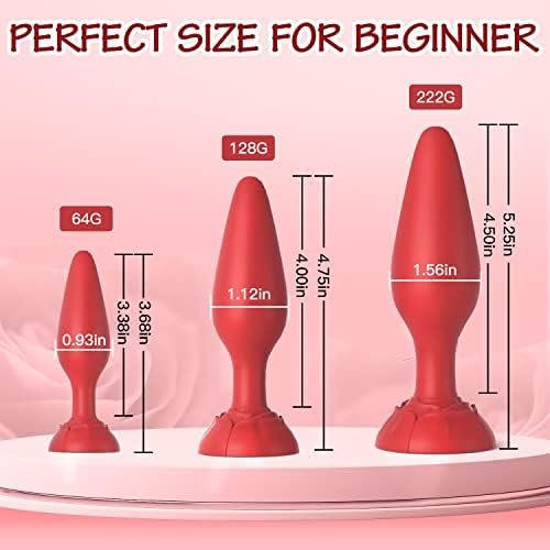 Anal Plug Rose Sex Toys, 3Pcs Butt Plug Training Set Silicone Adult Sex Toy, Prostate Training Kit Couples Toys With Rose Suction Cup Base For Men, Women, Beginners And Advanced Users - Image 3