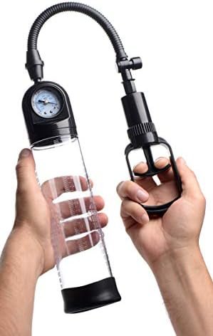 Size Matters Trigger Penis Pump With Built-In Pressure Gauge, Clear - Image 3
