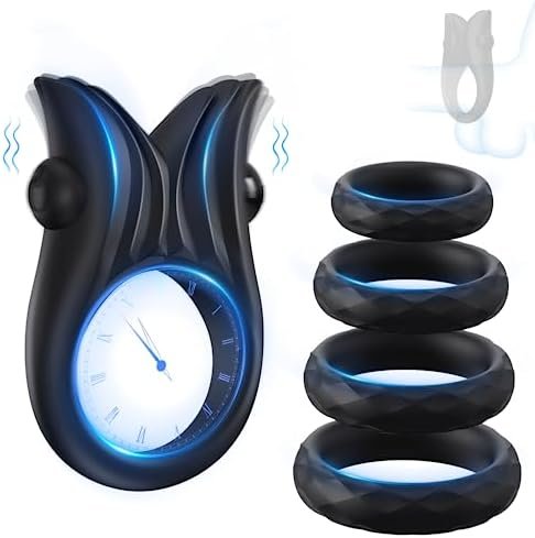 Penis Ring Male Sex Toys, 4 Sizes Vibrating Cock Ring Set Owl Design With Small Bullet Vibrator For Erection Enhancing, Soft Stretchy Mini Men Adult Sex Toy For Him Couples