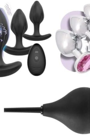 Anal Plug Butt Plug Set - 4Pcs Anal Sex Toys, Butt Plush, Remote Control Vibrator Anal Douche With Back-Flow Prevention Anal Butt Plug Set, Small + Medium + Big Stainless Steel Set