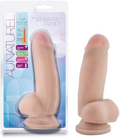 Blush 7.5" Realistic Dual Density Flexi Shaft Dildo - Sensa Feel - Powerful Suction Cup - Harness Compatible - Sex Toy For Adults - Beige