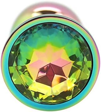 Rainbow Metal Anal Plug With Jewel Small Rainbow Jewel - Image 2