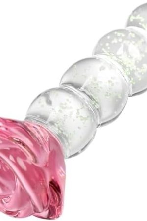 Rose Round Base Anal Beads Butt Plug, Glow In The Dark Crystal Glass Prostate Massager, Anal Training Toys Masturbation Sex Toys For Men Women Couples Play