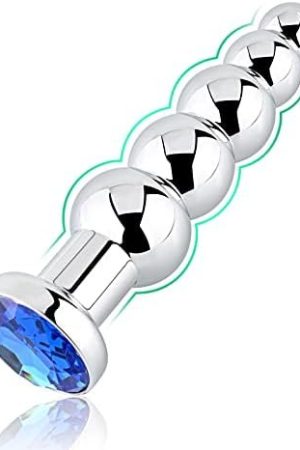 Anal Beads, Blue Jewelry Metal Butt Plug Anal Trainer Toys With 5 Graduated Balls Fetish Kinky Sex Love Tools For Couple Lover