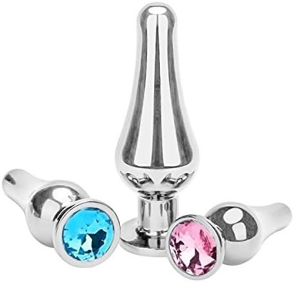 Anal Plug Anal Trainer Kit, Greatlevel Tapered Metal Jeweled Fetish Jewelry Butt Plug Anal Sex Toys Women Men Couples Lover (3Pcs)