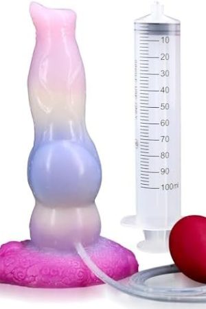 8 Inch Realistic Dildo Squirting Sea Jelly Color Pink Silicone Dragon Dildo With Suction Cup, Big Dog Dildo Thick Anal Plug Toy For Women Men Gay And Couples