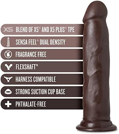 Blush Au Naturel Jackson - Realistic 9 Inch Long Sensa Feel Dual Density Dildo - 2" Thick - Flexishaft Bendable Body - Strap On Compatible Suction Cup For Hands Free Play Sex Toy For Men Women - Brown - Image 2