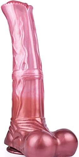 Soft Optional Size Ribbed Suction Artificial Horse Dildo Multi Color Silicone Made Massive Head Textured (M) - Image 3