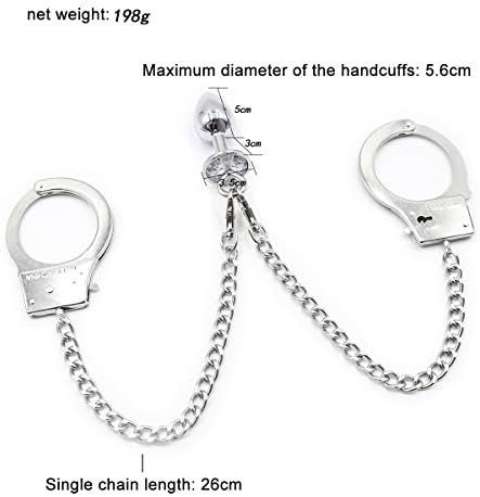 Sm Sexy Handcuffs With Anal Plug For Adult, Long Chains Sstainless Steel Wrist Restraints Cuff Fetish Adult Ssex Toys For Couples And Lover - Image 2