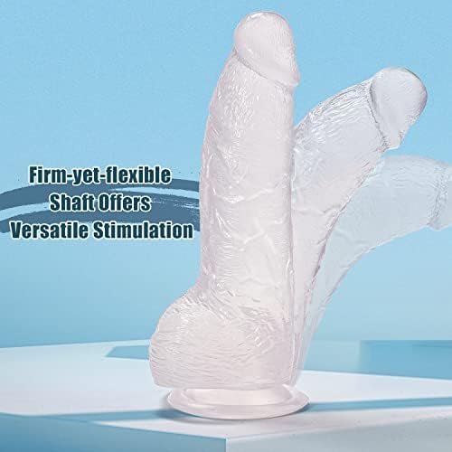 Realistic Dildo 7.8 Inch G Spot Dildo With Suction Cup For Hands-Free Play, Flexible Waterproof Dildo Realistic Penis Adult Sex Toy For Female Pleasure Clear - Image 3