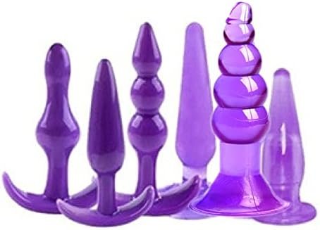 Anal Plug Set,Pack Of 6 Butt Plug Trainer Kit Silicone Prostate Massager Anal Dildo Sex Toys Training Kit Butt Plug Anus Stimulation Pleasure Plug Toy Expanding Butt Plug For Men Women (Purple)