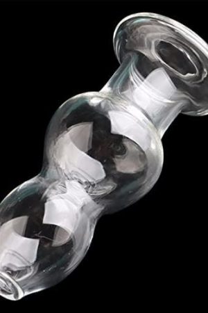 Crystal Calabash Shape Transparent Anal Plug Peephole Clear Hollow Glass Butt Plug Sex Toy(L)