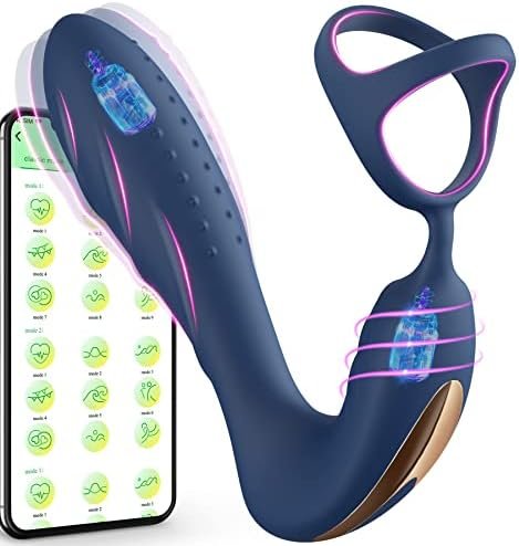 App Control Vibrating Prostate Massager Anal Vibrator - 10 Patterns Anal Vibrating Plug With Cock Ring, G-Spot Vibrator With Remote, Adult Sex Toys For Men, Women And Couple Pleasure