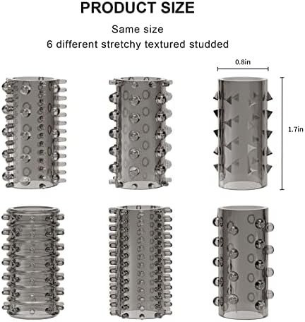 Cock Rings With 6 Stretchy Textured Studded Stretchy Penis Sleeve Set Penis Rings Erection Enhancing Enhance Men Adult Sex Toys For Men Couple Black - Image 2