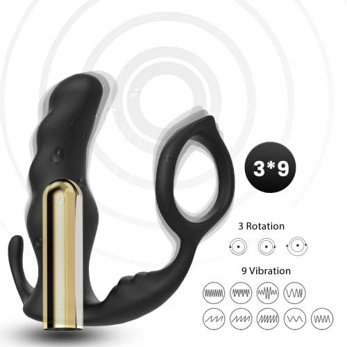 Prostate Massager Anal Vibrator, Waterproof Bullet Stimulator 9 Vibration Modes With Cock Ring Anal Plug Anal Sex Toy,Suitable For Men Women And Couples Pleasure - Image 2