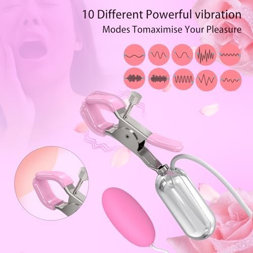 Nipple Sex Toy,Nipple Vibrators,Clitoris Clip, Equipped Bullet Vibrator,Women Nipple Clamp Sex Toys - With 10 Powerful Vibration, For Women Clitoris Couples Sex Pleasure (Frosted Black) - Image 2