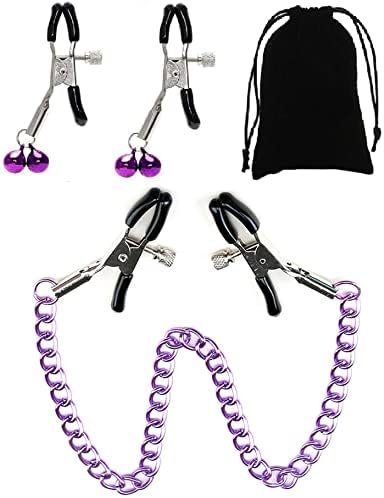 New 4321 Nipple Clips Clamps For Women,Adjustable Pressure Breast Clamps Stainless Steel Non Piercing Nipple Rings Decorative Clip For Pleasure Nipple Clips-Zr4 - Image 3
