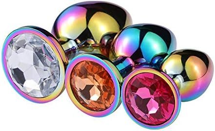 Epichao 3Pcs Colorful Metal Plated Anal Plug Metal Butt Toys Jewelry Butt Plug Kit