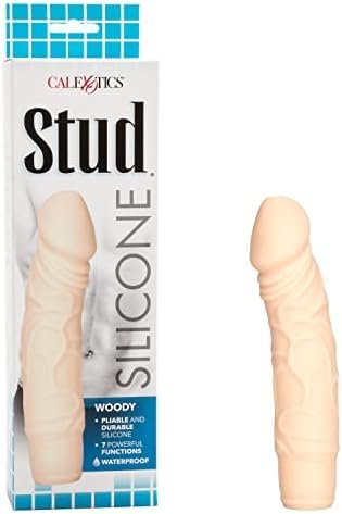 Calexotics 7 Function Waterproof Silicone Stud Woody Vibrating Dildo For Women, Ivory