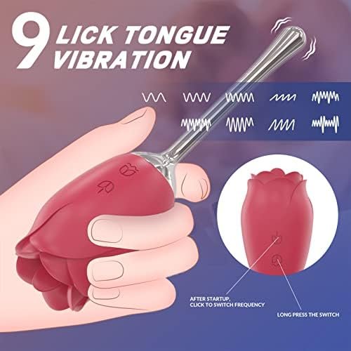 Rosenine Rose Sex Toy Vibrator For Women, 2 In 1 With 9 Vibration Modes, G Spot And Clitoral Vibrator, Rose Sex Stimulator For Women, Adult Sex Toys, Nipple Sucker Oral Sex Vibrating Masturbator. - Image 2