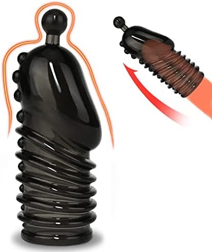 Ultra Soft Life Like Penis Sleeve Enhancer Male Length And Girth Extender, Reusable Condoms Cock Enlarger Ribbed For Pleasure Sex Enhancing Sex Toy For Men Couples Black