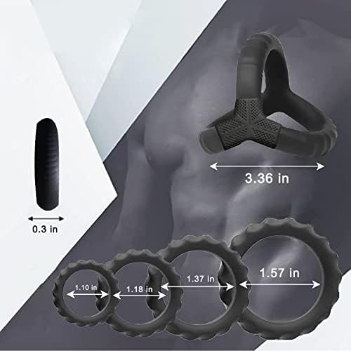 Silicone Penis Rings Set, 5 Different Sizes Cock Rings For Erection Enhancing, Long Lasting Stronger Men Sex Toy, Safe Adult Sex Toys & Games - Image 2