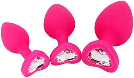 Eastern Delights Anal Sex Trainer 3Pcs Kit Heart Silicone Jeweled Butt Plugs (Black) - Image 2