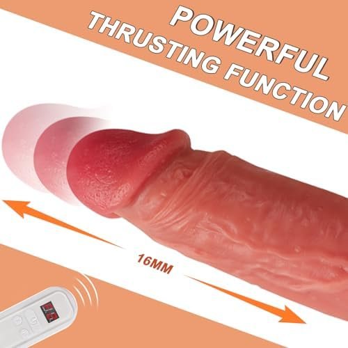 High-Frequency Thrusting Dildo Vibrator - 8.8" Realistic Thrusting Dildo Thick Penis Dildo With Strong Suction Cup For G Spot Anal Prostate Massager, Remote Control Dildo With 9 Thrusting 9 Vibrating - Image 3