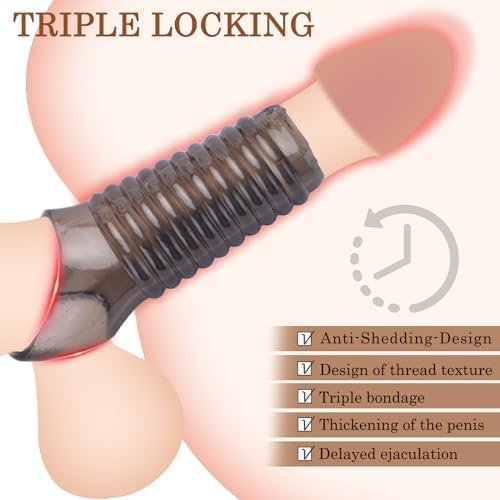 Reusable Cock Rings 5 Pcs Set, Penis Enlarge Sleeves, Delay Ejaculation Stronger Erection Enhancement Sex Toys, Long Lasting Stronger Strechy Penis Ring - Image 2