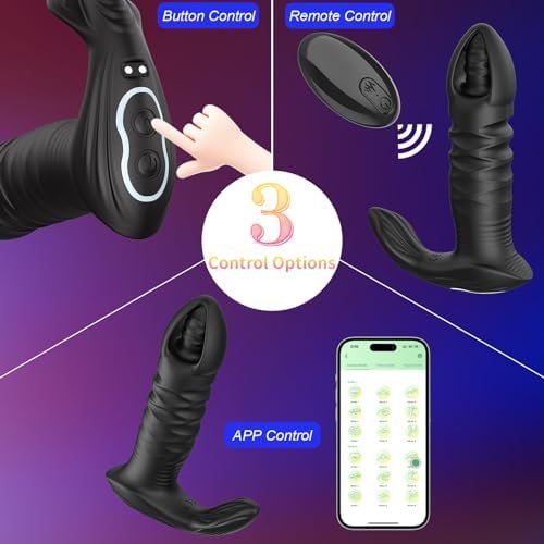 Prostate Massager Thrusting Anal Vibrator, 3 In 1 Vibrating Anal Sex Toys Dildo With 10 Thrusting Modes & Vibration, App & Remote Control Anal Butt Plug Male Sex Toys For Men Women - Image 3
