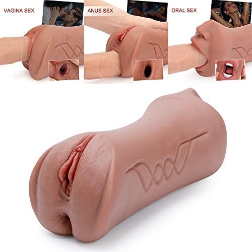 Rosetell Male Masturbators 3 In 1 Male Pocket Pussy Blowjob Stroker With Realistic Mouth Vivid Vagina And Tight Anus Soft Sex Dolls Anal Play, Adult Sex Toys For Men Penis Stimulation Pleasure - Brown - Image 2