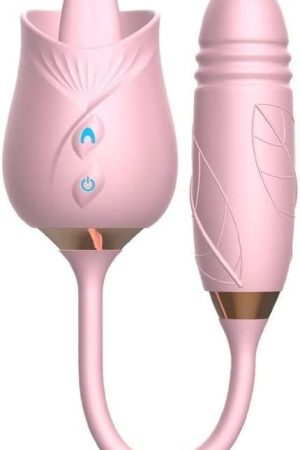 Rose Vibrator Toy For Women - 3 In 1 Clitoral Stimulator Tongue Licking Thrusting Vibrator With 10 Modes, Rose Adult Sex Toys Games, Clitoris Nipple Licker For Women Man Couple