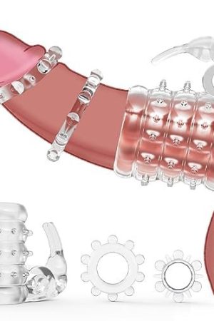 Penis Rings Cock Rings Set,Cock Ring Sleeve Penis With 3D Beads For Couple Sex, Soft Stretchy Penis Toy Mens Sex Toy 3Pcs (Purple)