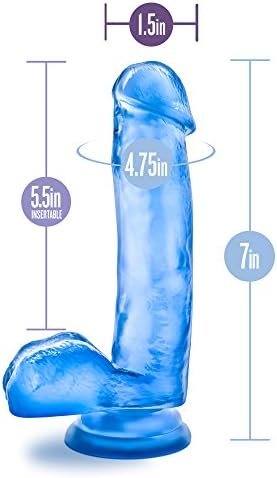 Eden 7" Realistic Feel Lifelike Flexible Dildo Suction Cup Harness Compatible - Clear Blue - Image 2
