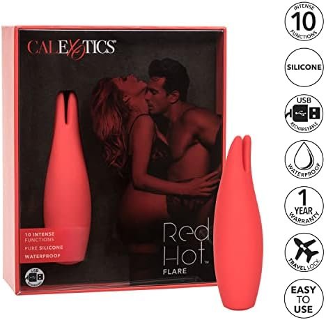Calexotics Red Hot Flare - 10-Function Waterproof Vibrator – Rechargeable Silicone Compact Teaser Vibe – Adult Sex Massager For Couples - Red - Image 3