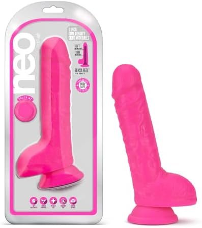 Blush Neo Dual Density Realistic Dildo - 9 Inch Length 2 Inch Width - Sturdy Suction Cup Base For Hands Free Play And Harness Strap On Compatible - Sensa Feel Firm Inside & Soft Outside - Sex Toy