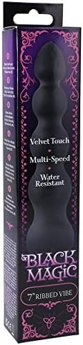 Doc Johnson Black Magic - 7 Inch Ribbed Multi-Speed Vibrator - Abs Plastic With Smooth Velvet Touch Finish - Great For Internal And External Stimulation - Black - Image 2