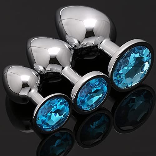 Akstore 3Piece Luxury Jewelry Design Stainless Steel Anal Butt Plug With Penis Condom, Light Blue, 10.4 Ounce - Image 2