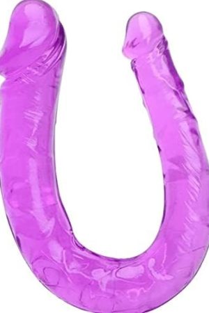 Erun Double Jelly Dildo U Shape Crystal Male Artificial Penis Realistic Dildos No Vibrator Erotic Lesbian Sex Toys G-Spot Stimulation Orgasmic Adult Sex Toys Purple